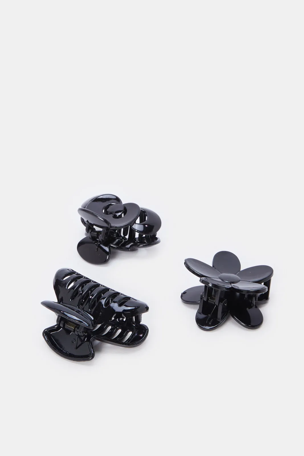 Women Black Solid Hair Claw Set (3 Piece) sold by Redtag product image thumbnail 2