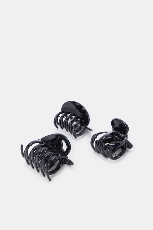 Women Black Solid Hair Claw Set (3 Piece) sold by Redtag