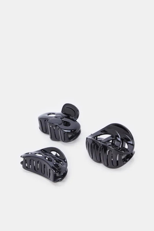 Women Black Solid Hair Claw Set (3 Piece) sold by Redtag