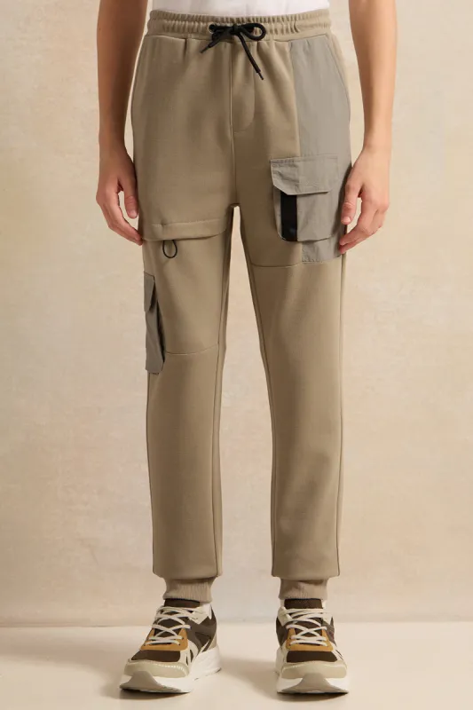 Senior Boys Grey And Beige Cargo Active Pants sold by Redtag