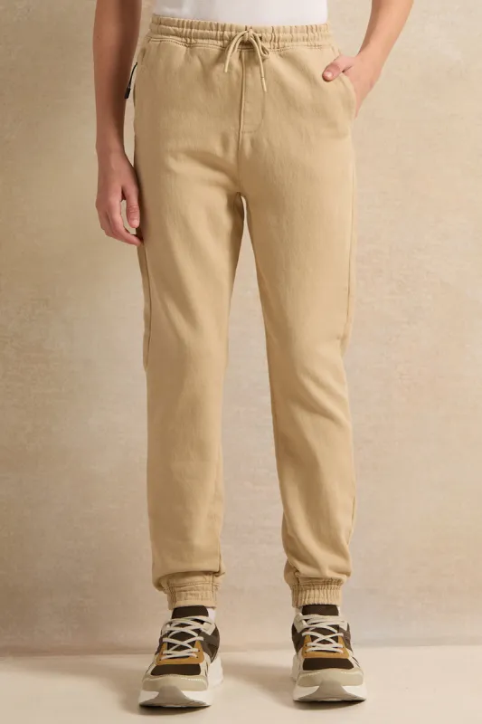 Senior Boys Beige Solid Jeans sold by Redtag