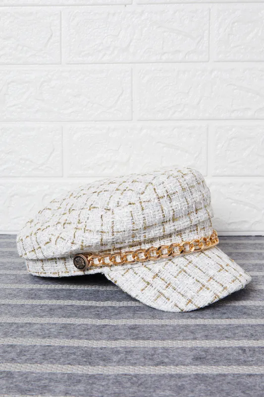 Women White Embellished Cap sold by Redtag
