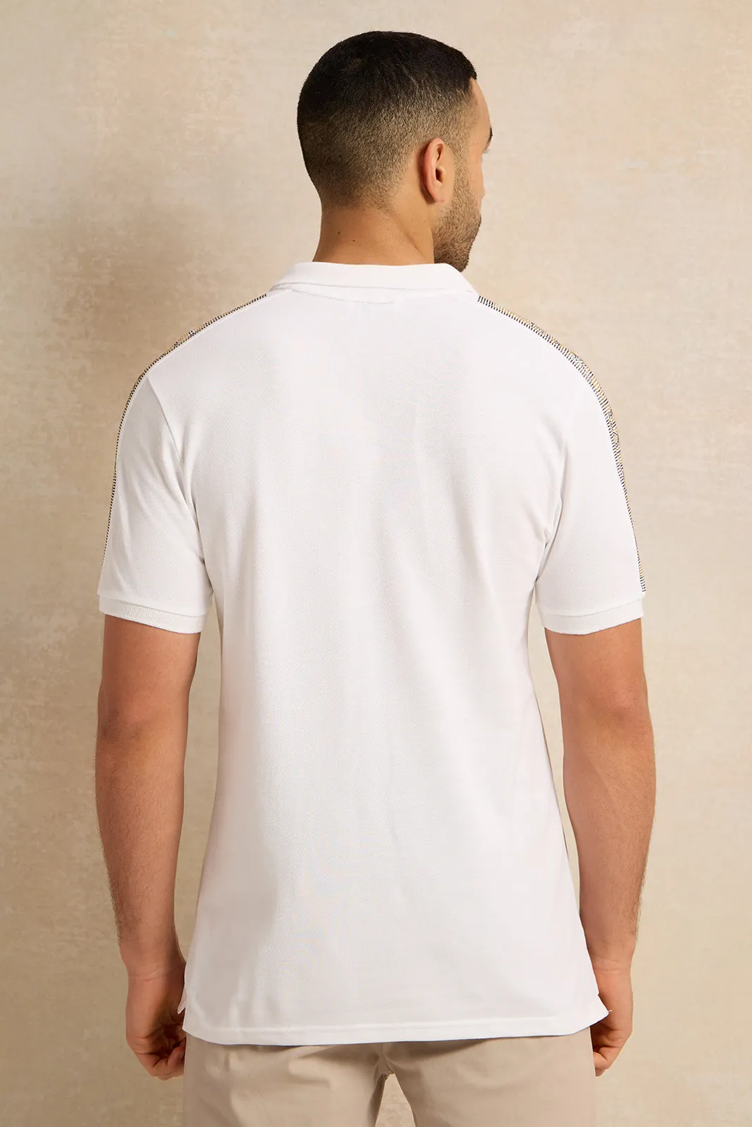 Men White Solid Polo Shirt sold by Redtag product image thumbnail 3