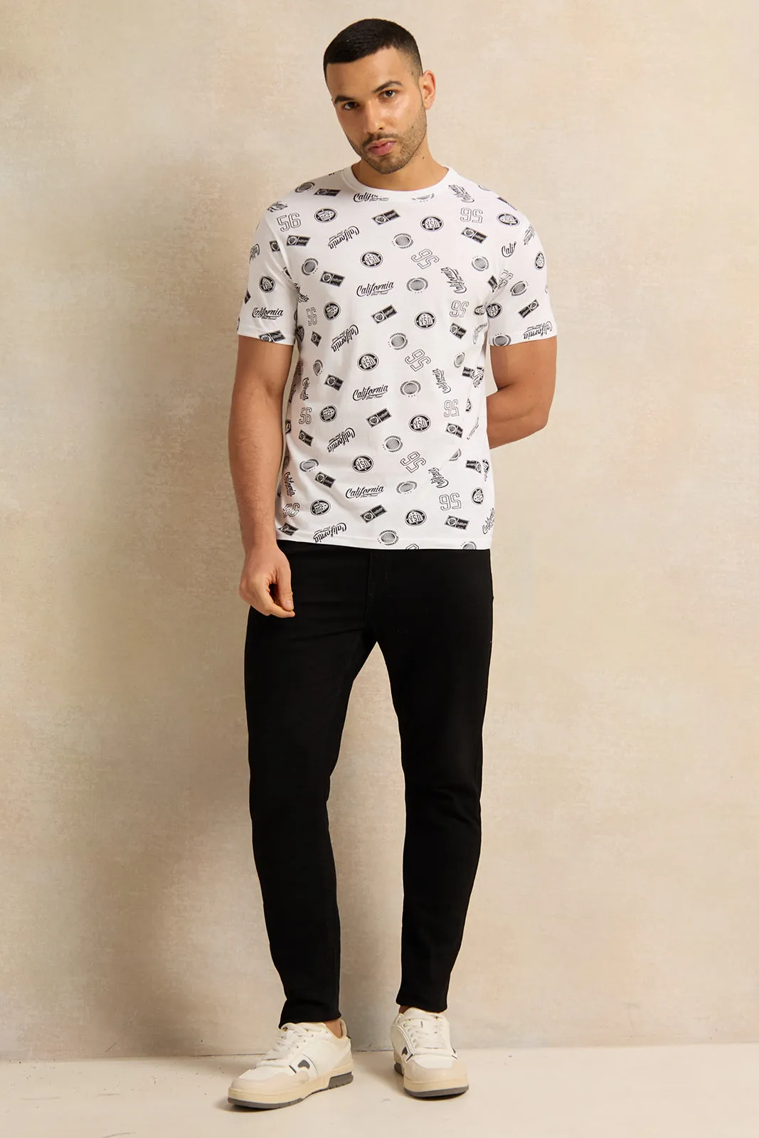 Men White Printed T-Shirt sold by Redtag product image thumbnail 2