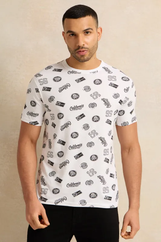 Men White Printed T-Shirt sold by Redtag