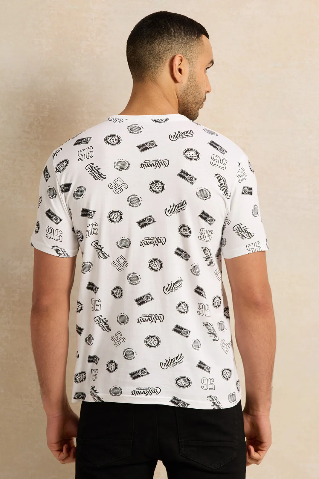 Men White Printed T-Shirt sold by Redtag product image thumbnail 3