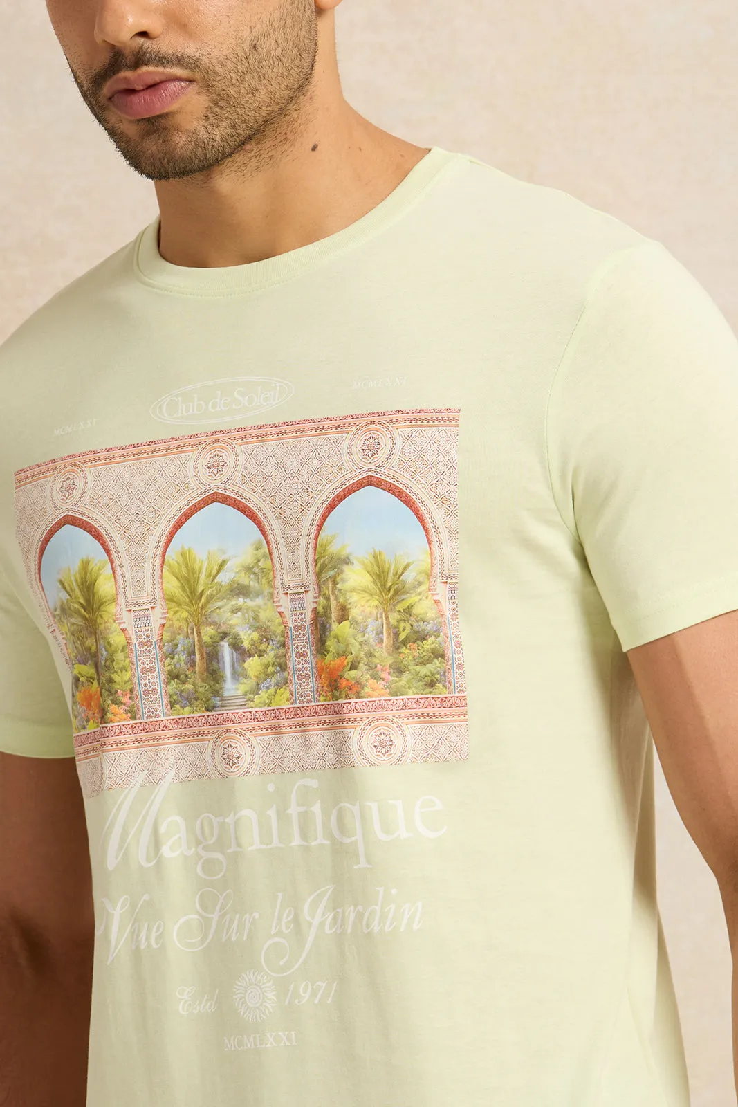 Men Yellow Printed T-Shirt sold by Redtag product image thumbnail 4