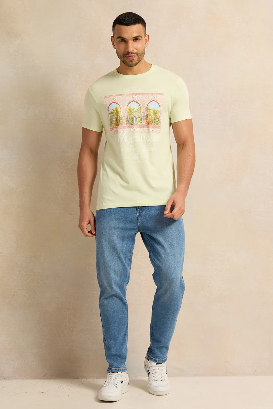Men Yellow Printed T-Shirt sold by Redtag product image thumbnail 2