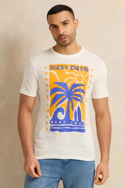 Men Ivory Graphic T-Shirt sold by Redtag