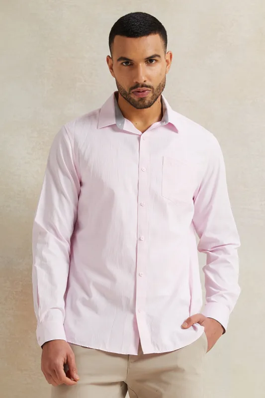 Men Pink Striped Shirt sold by Redtag