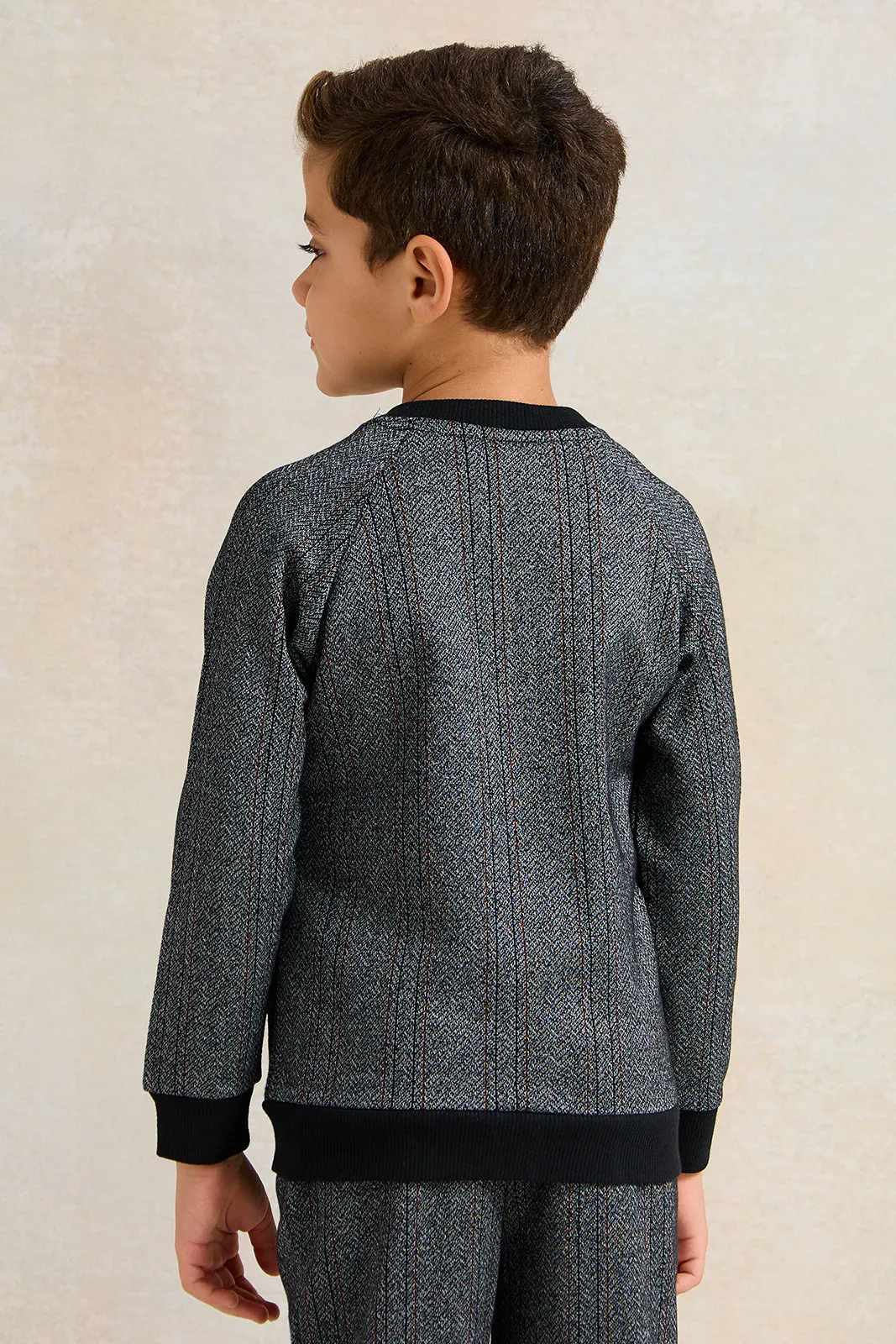 Boys Charcoal Baseball Jacquard Sweatshirt sold by Redtag product image thumbnail 3