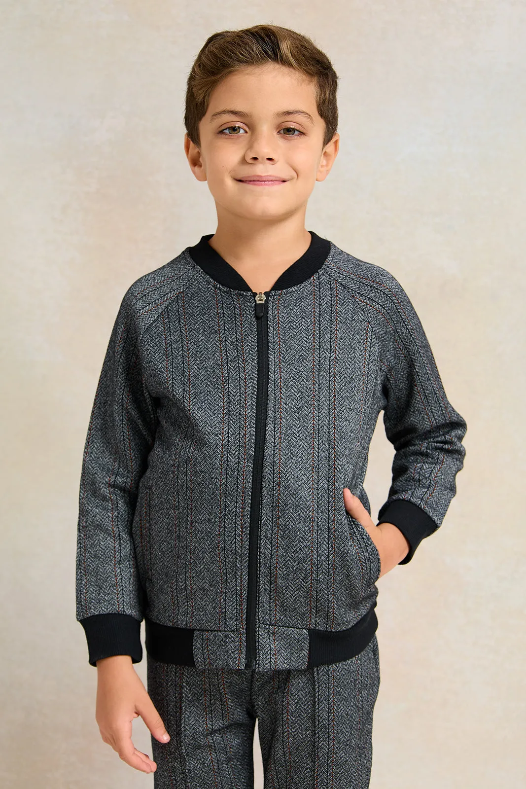 Boys Charcoal Baseball Jacquard Sweatshirt sold by Redtag