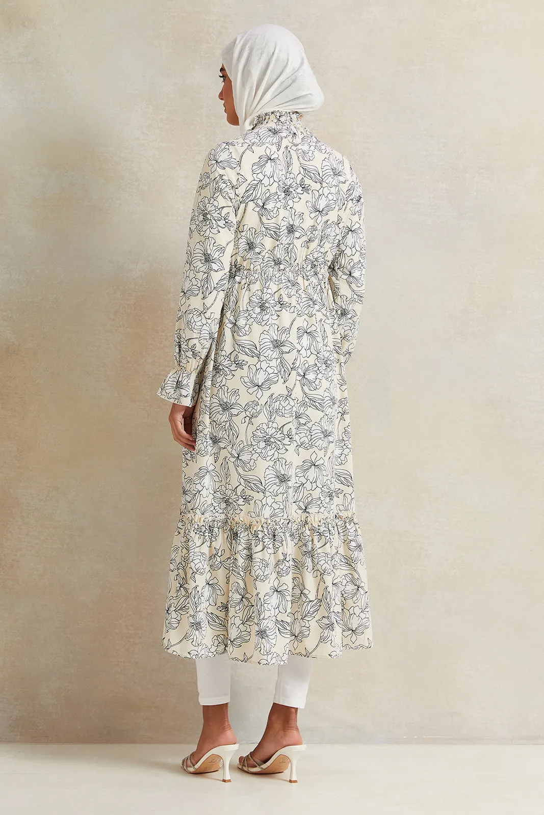 Women Ivory Printed Tier Dress sold by Redtag product image thumbnail 3