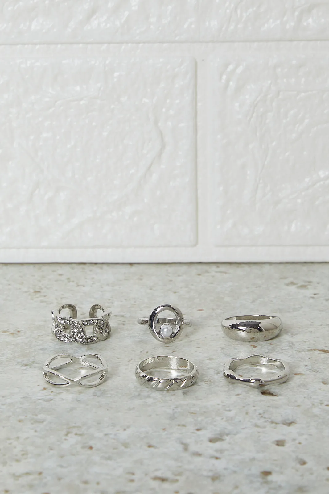 Women Silver Embellished Ring Set (6 Piece) sold by Redtag