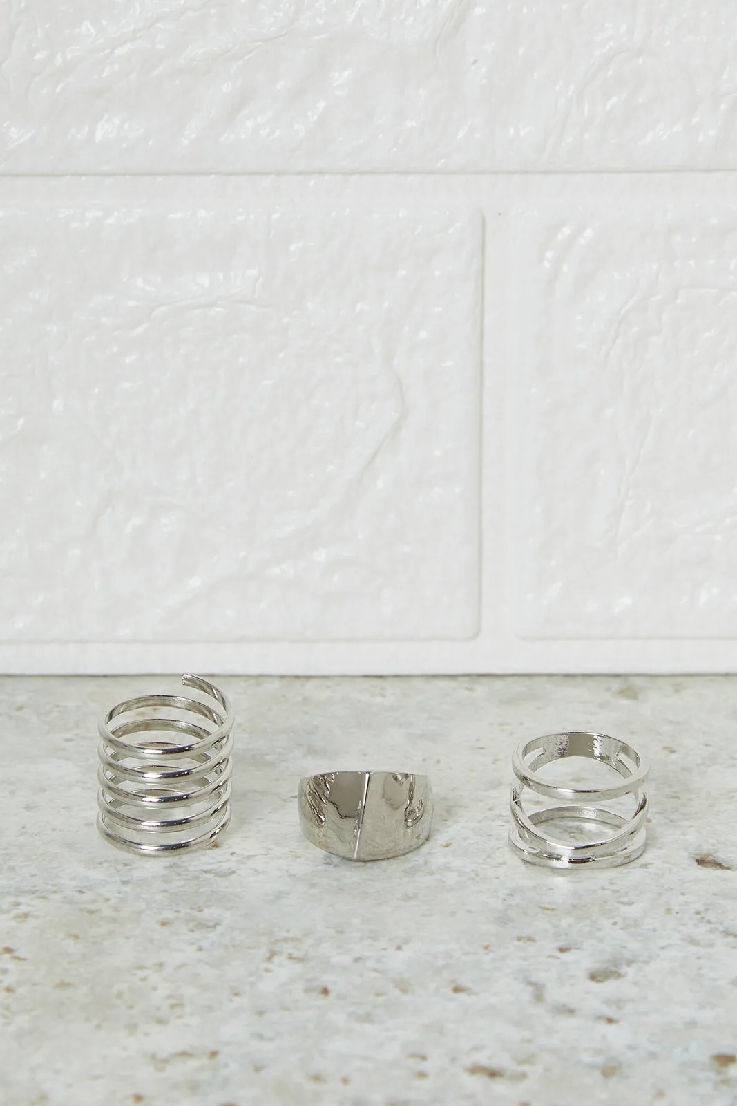 Women Silver Embellished Ring Set (3 Piece) sold by Redtag