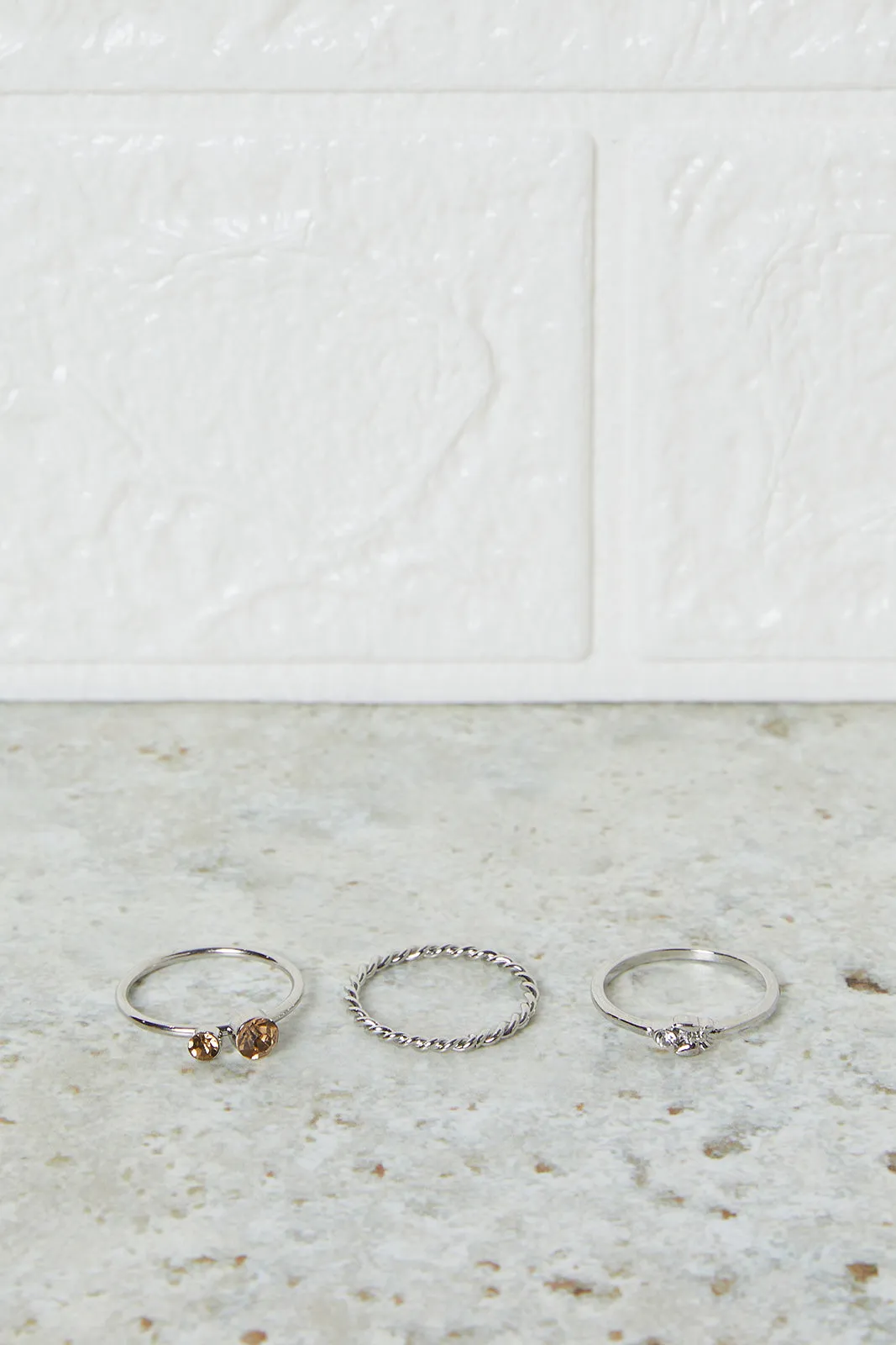 Women Silver Embellished Ring Set (3 Piece) sold by Redtag