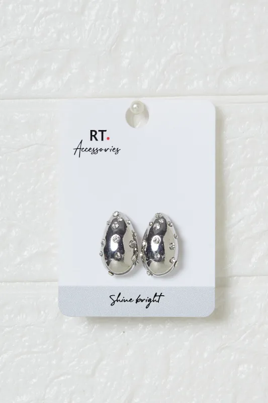 Women Silver Embellished Earrings sold by Redtag