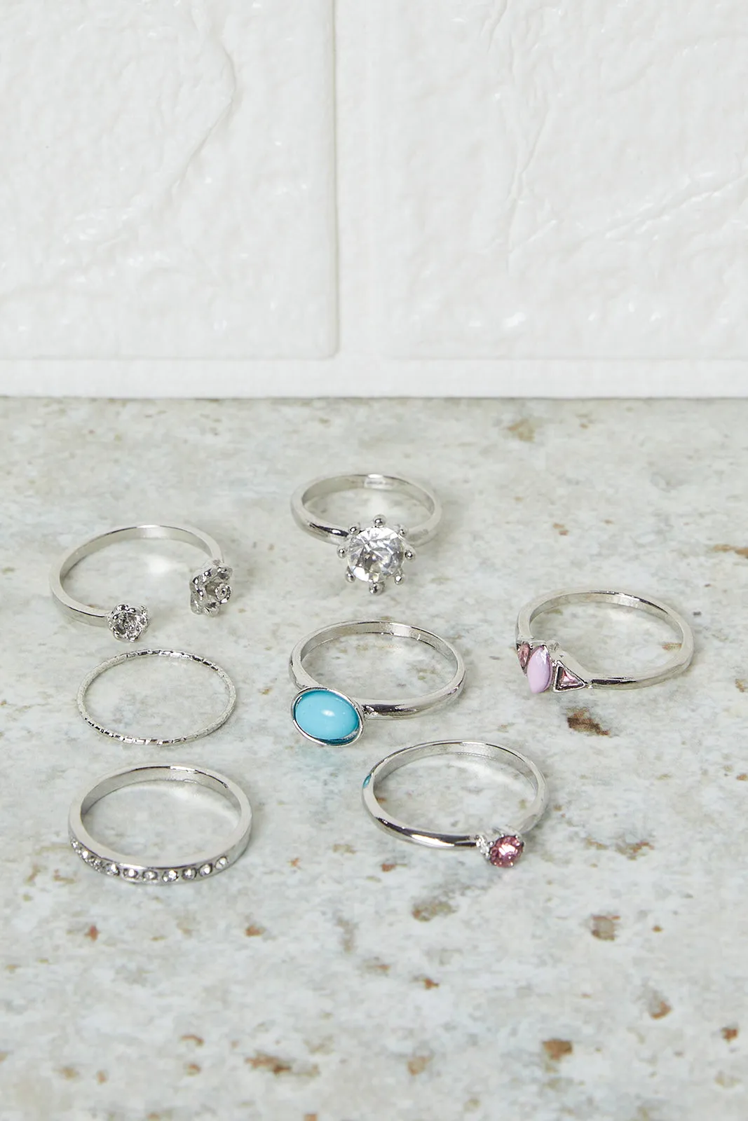 Women Silver Embellished Ring Set (7 Piece) sold by Redtag product image thumbnail 3