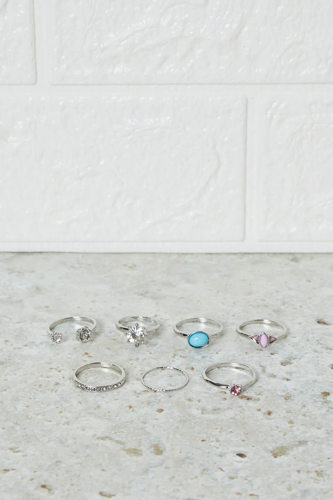 Women Silver Embellished Ring Set (7 Piece) sold by Redtag