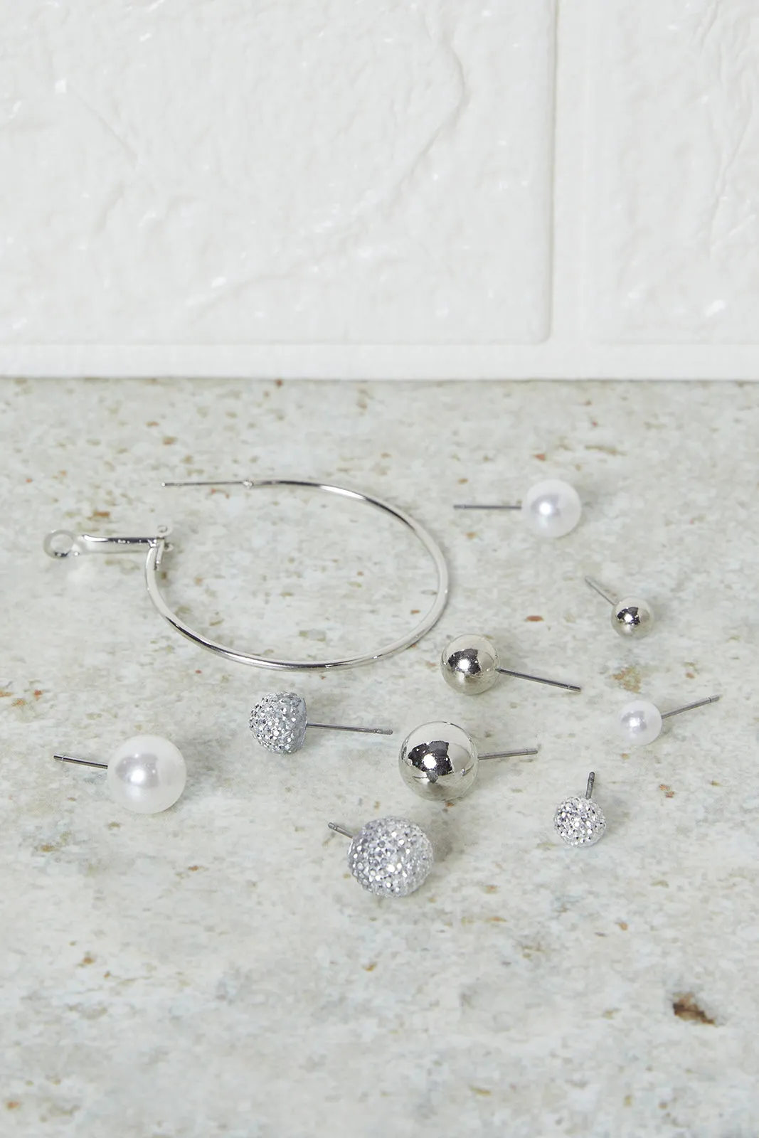 Women Silver Embellished Earrings Set (12 Pairs) sold by Redtag product image thumbnail 2