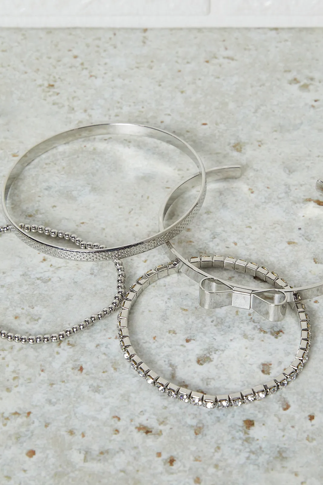 Women Silver Embellished Bangle Set (Pack Of 4) sold by Redtag product image thumbnail 3