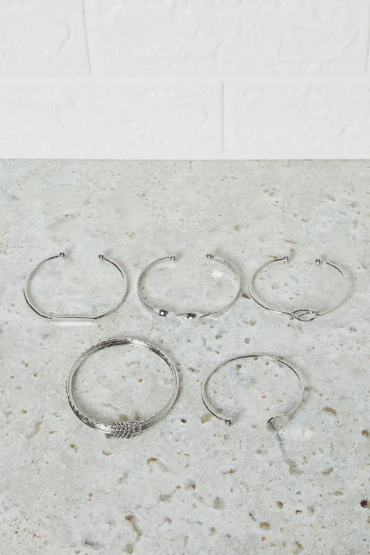 Women Silver Embellished Bangle Set (Pack Of 5) sold by Redtag