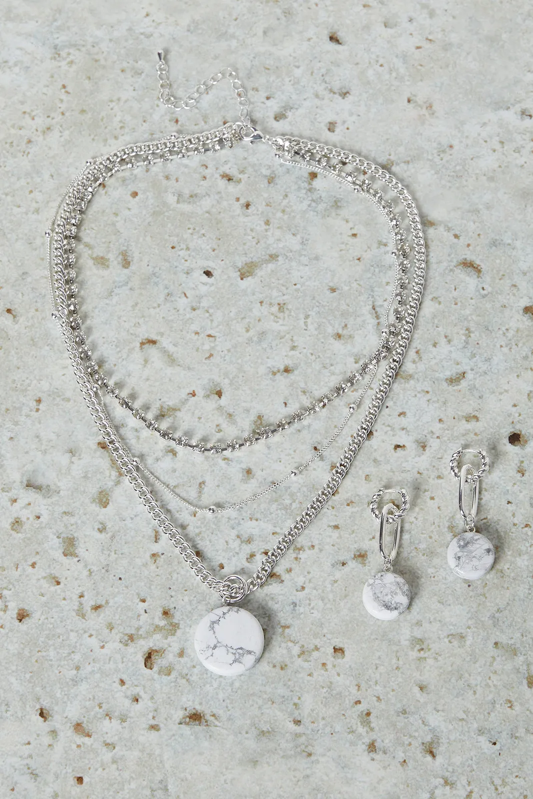 Women Silver Necklace And Earring Set (2 Piece) sold by Redtag