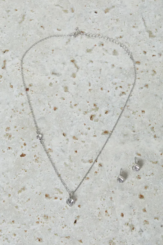 Women Silver Necklace And Earring Set (2 Piece) sold by Redtag