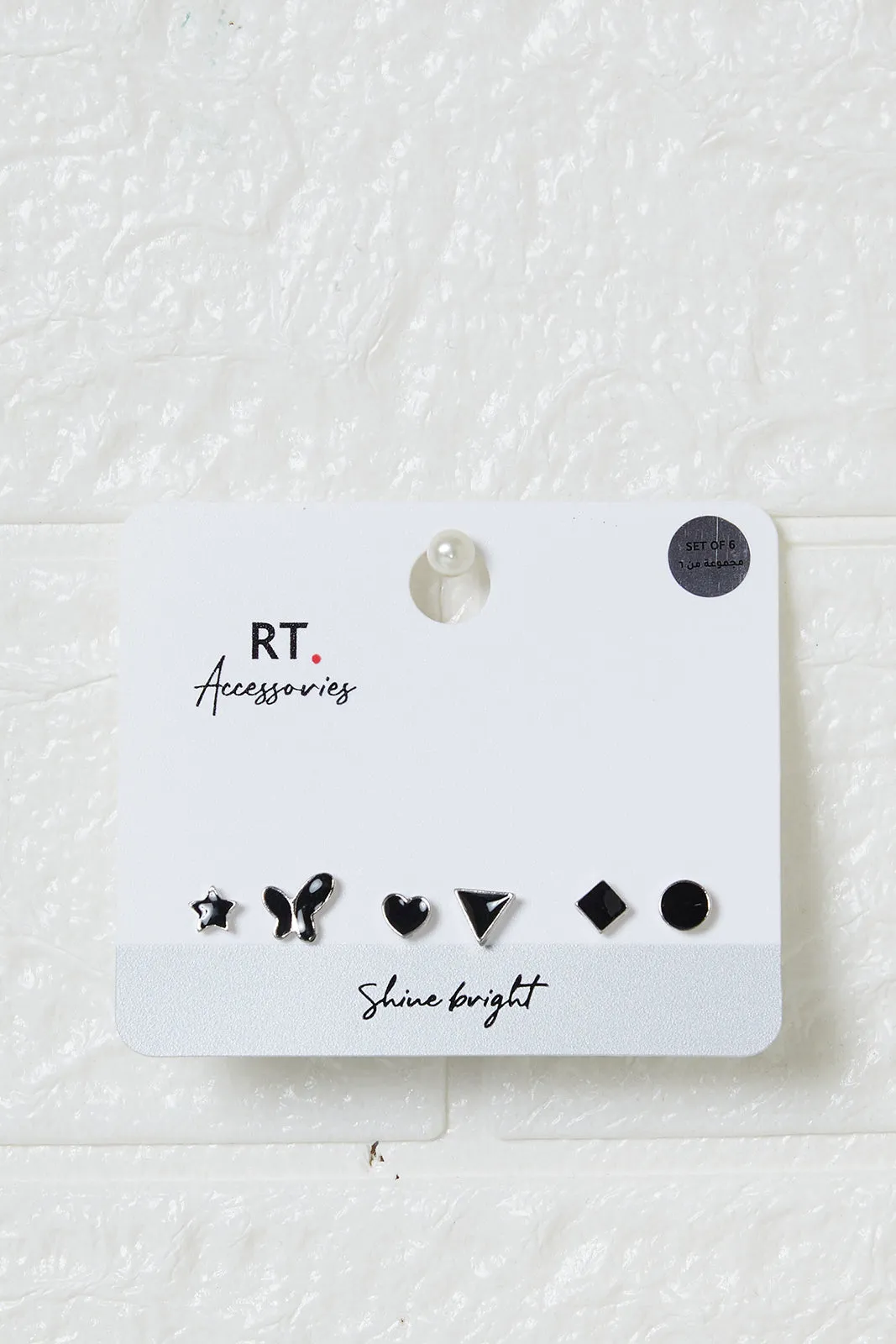 Women Silver And Black Embellished Earrings Set (3 Pairs) sold by Redtag