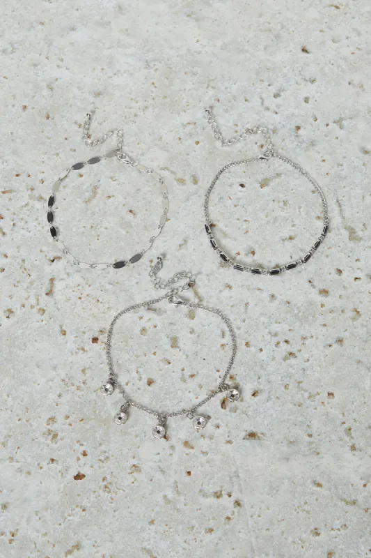 Women Silver Embellished Bracelet Set (3 Piece) sold by Redtag