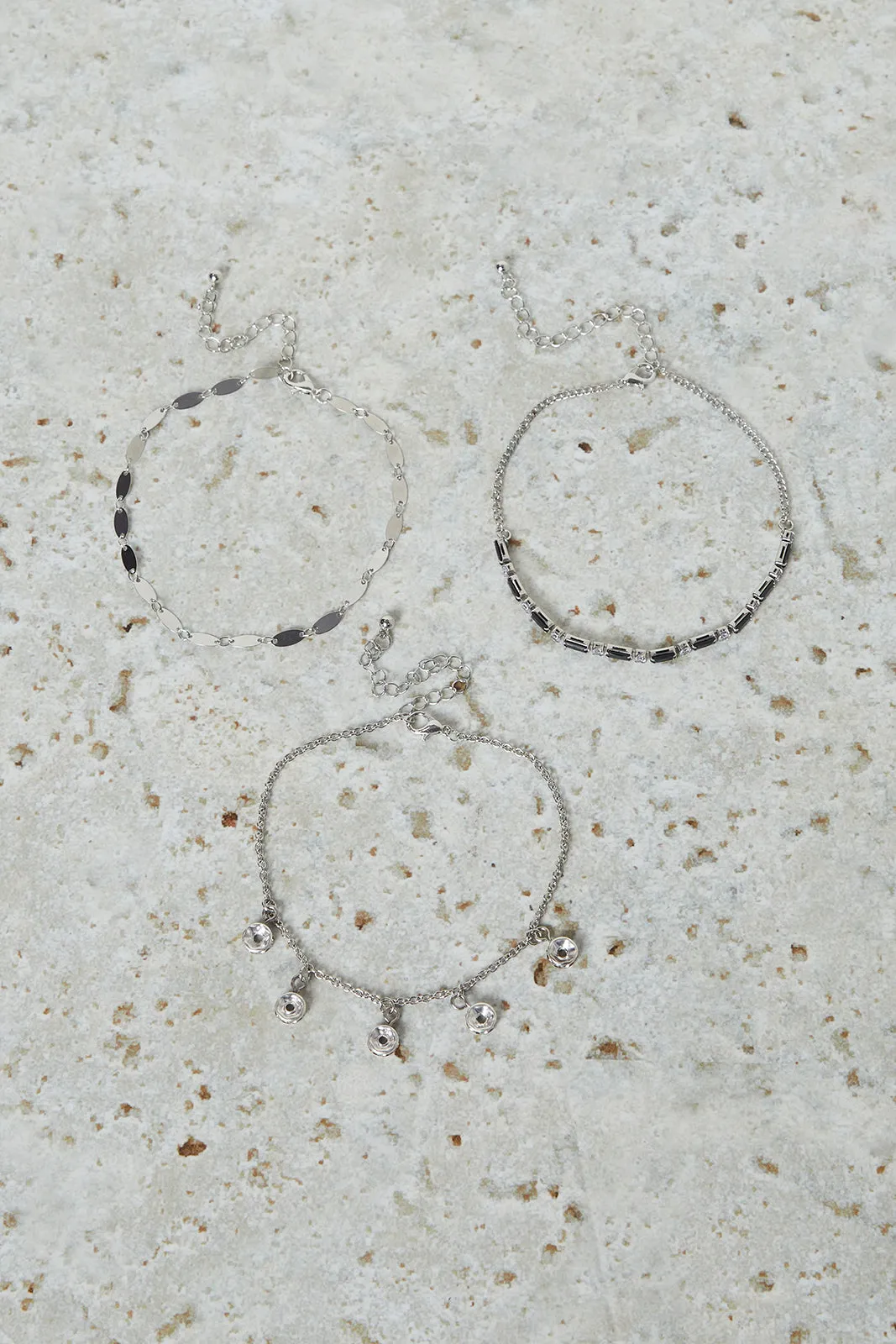 Women Silver Embellished Bracelet Set (3 Piece) sold by Redtag