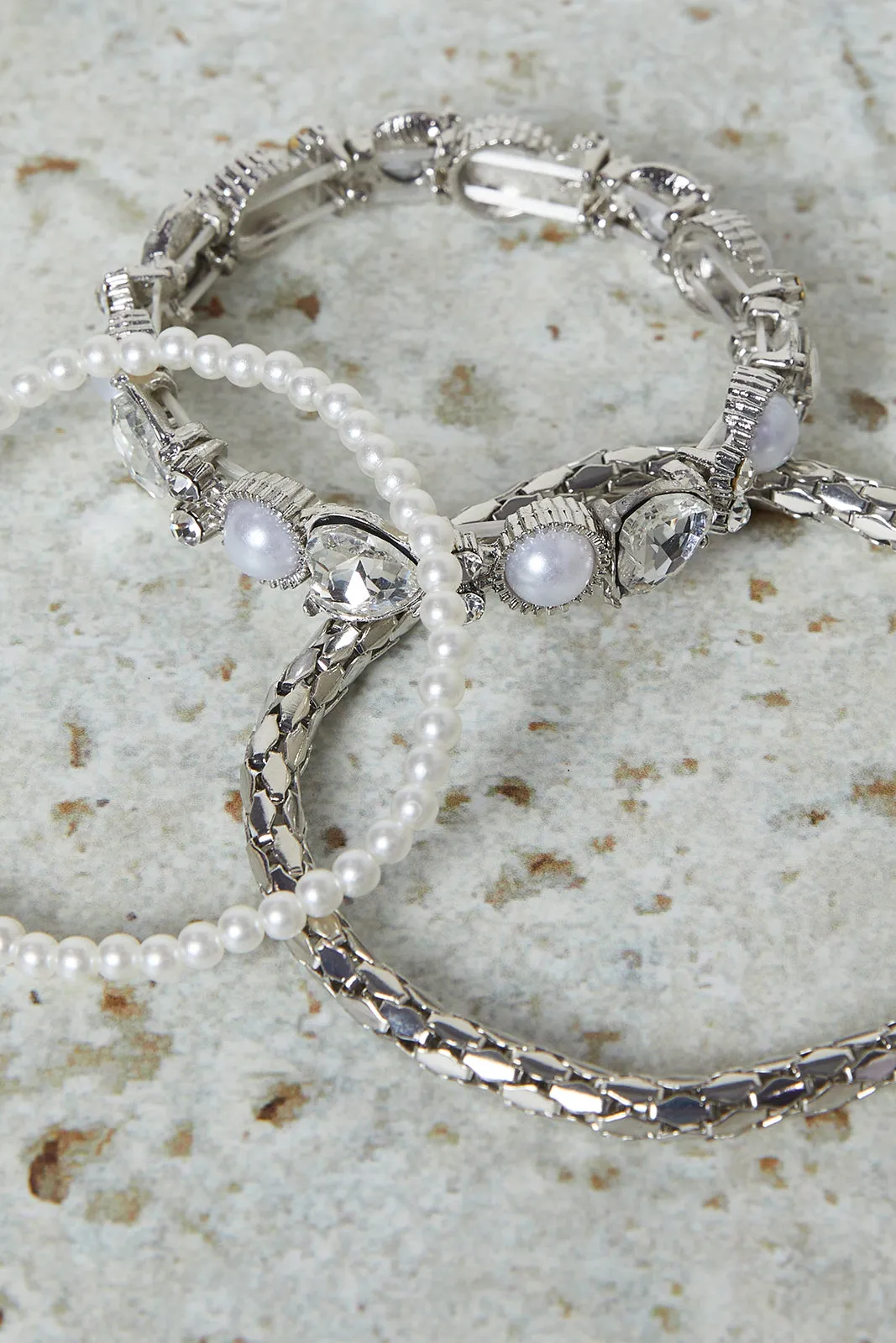 Women Silver Embellished Bracelet Set (3 Piece) sold by Redtag product image thumbnail 3