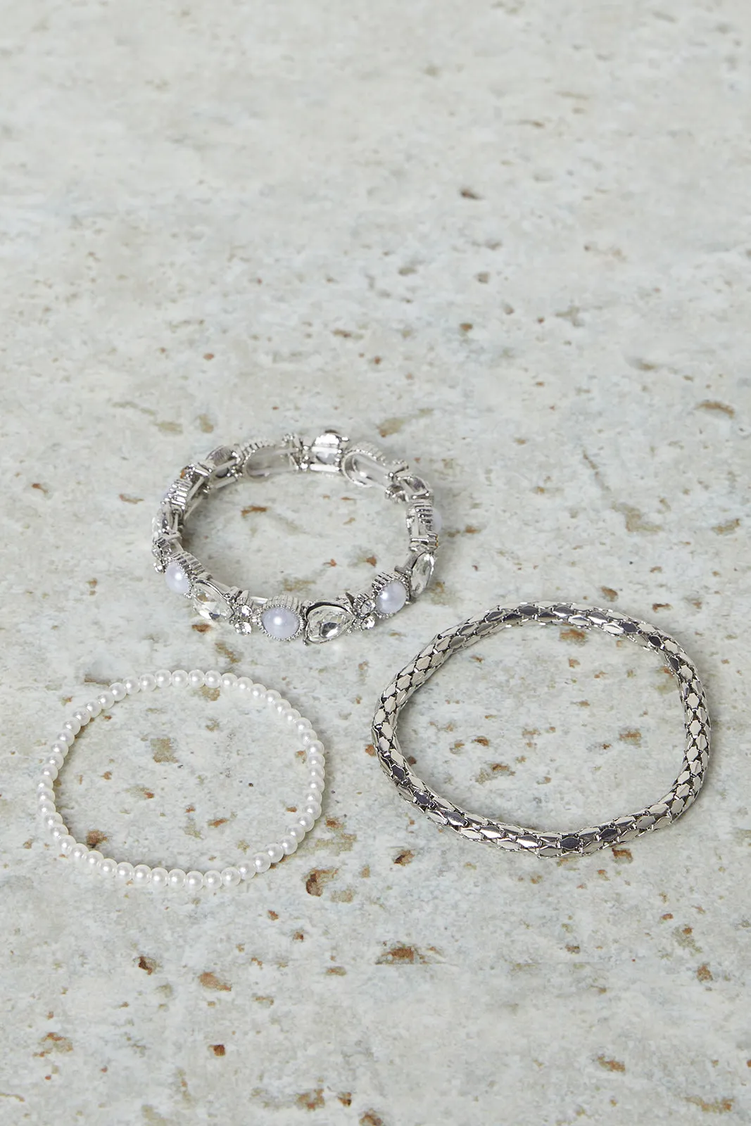 Women Silver Embellished Bracelet Set (3 Piece) sold by Redtag product image thumbnail 2