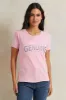 Women Pink Rhinestone Embellished T-Shirt sold by Redtag