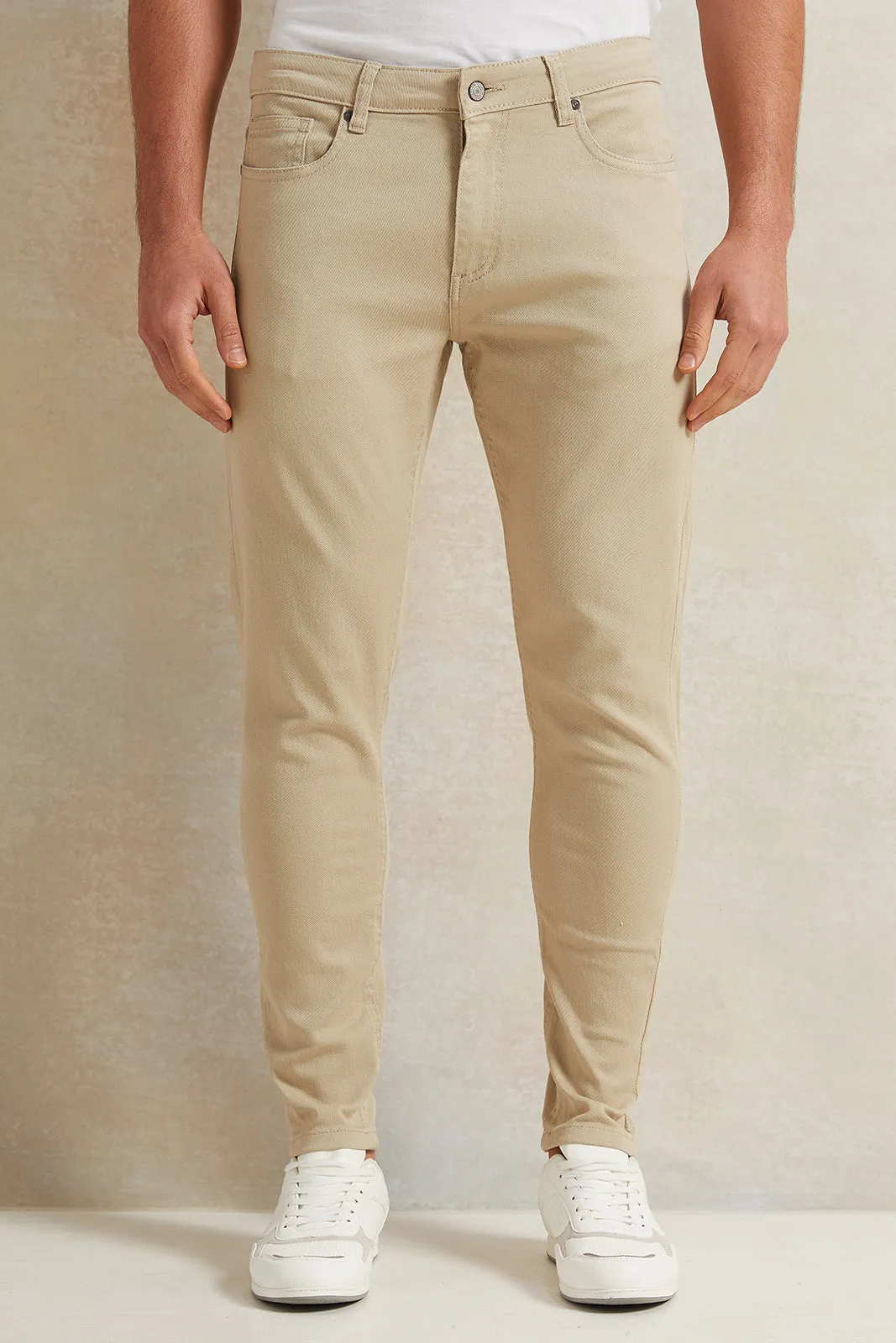 Men Beige Slim Fit Denim Jeans sold by Redtag