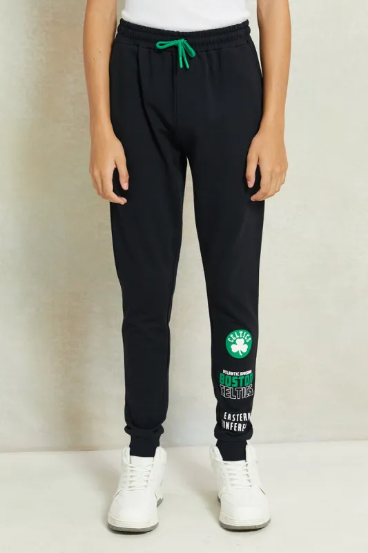 Senior Boys Black Printed Active Pants sold by Redtag