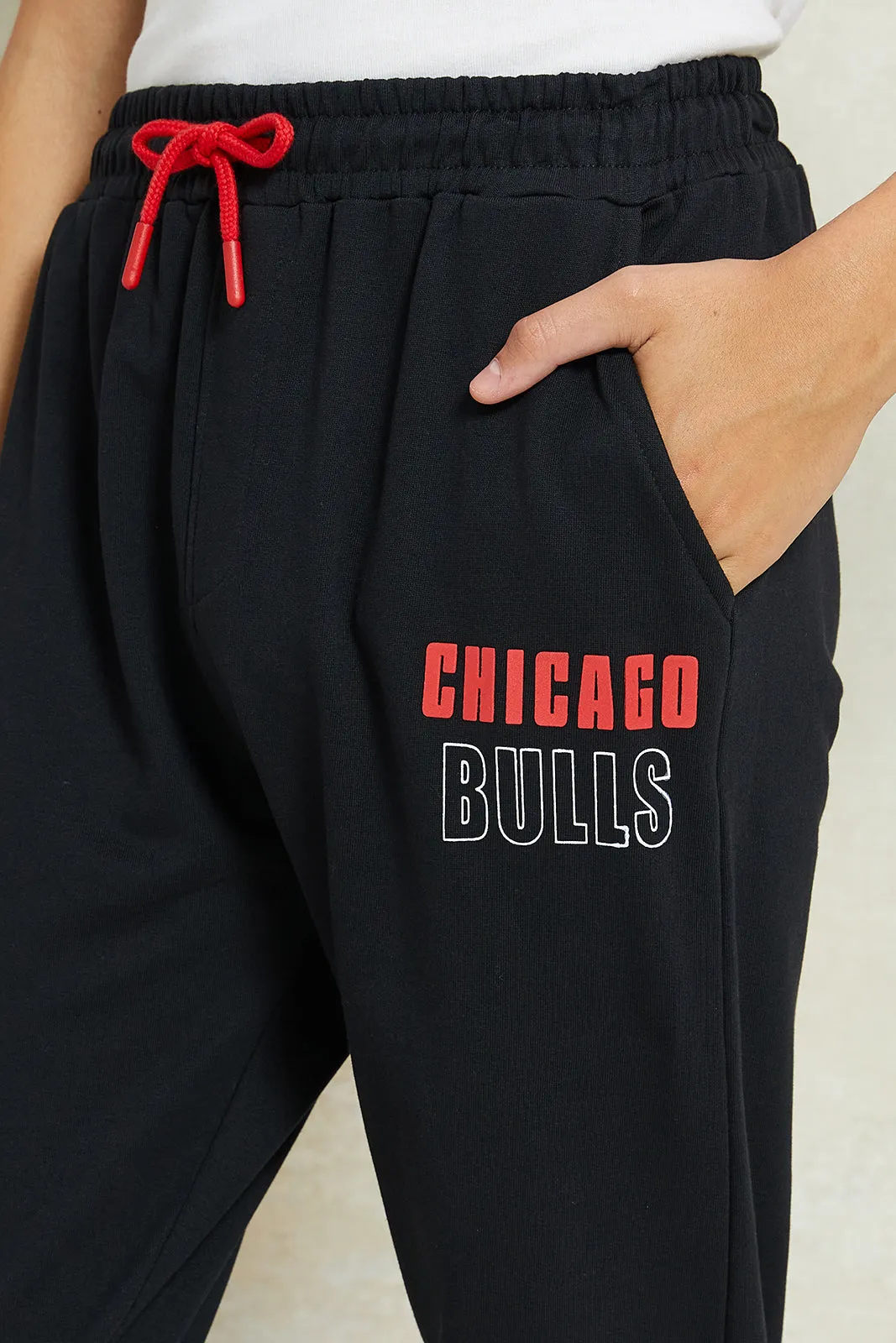 Senior Boys Black Chicago Bulls Printed Active Pants sold by Redtag product image thumbnail 4
