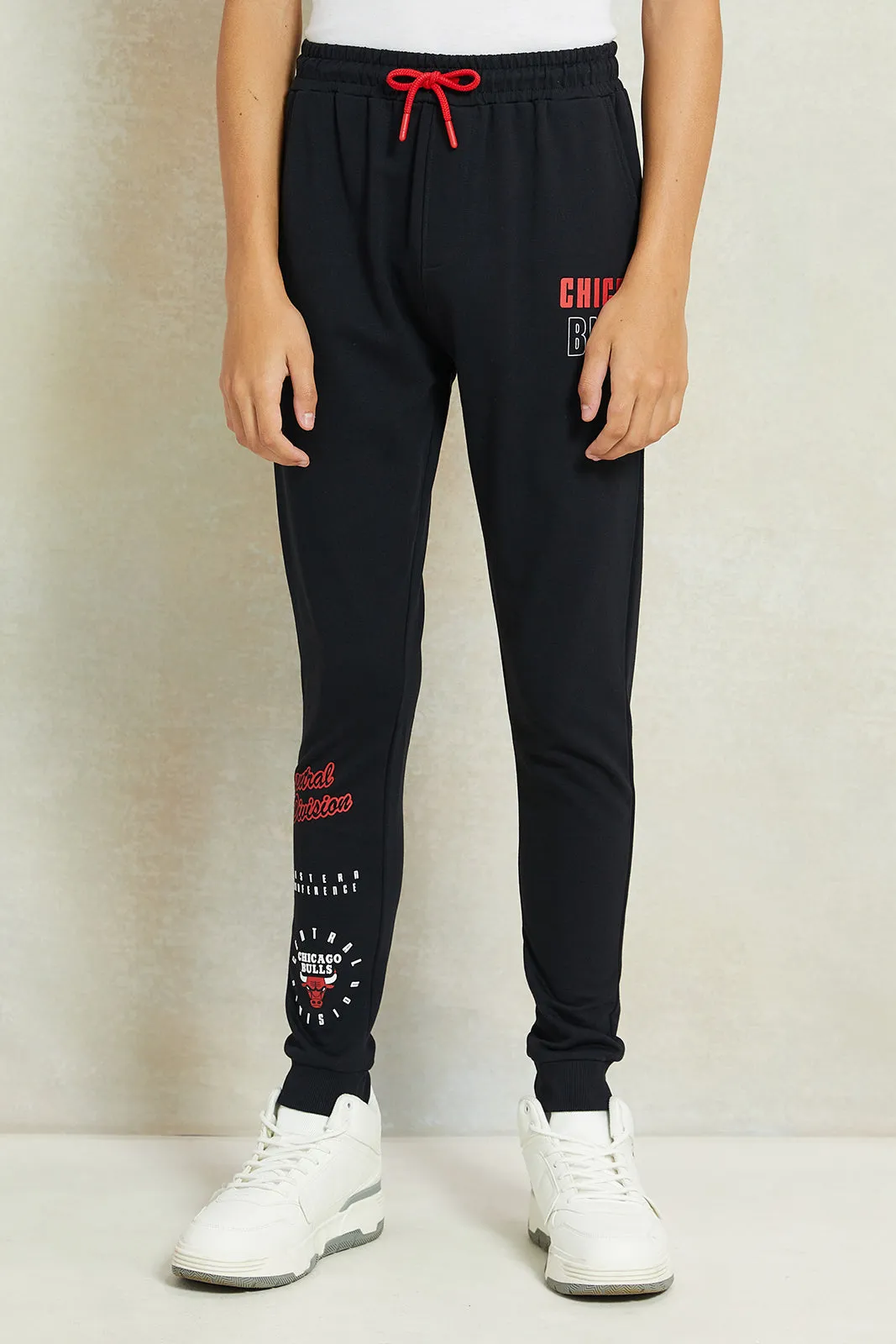 Senior Boys Black Chicago Bulls Printed Active Pants sold by Redtag