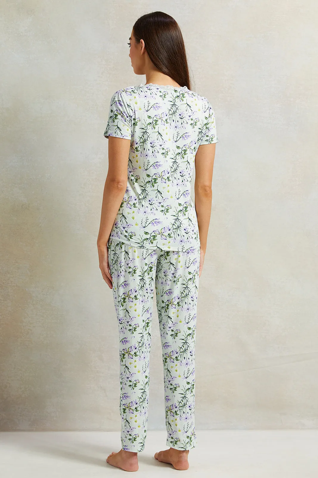 Women Mint Printed Pyjama Set (2 Piece) sold by Redtag product image thumbnail 4