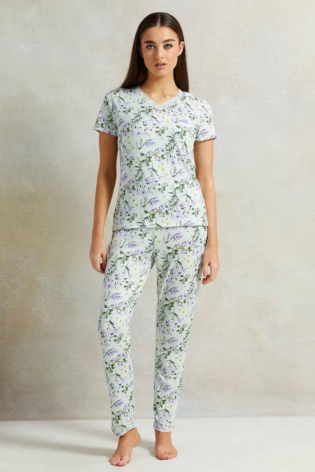 Women Mint Printed Pyjama Set (2 Piece) sold by Redtag