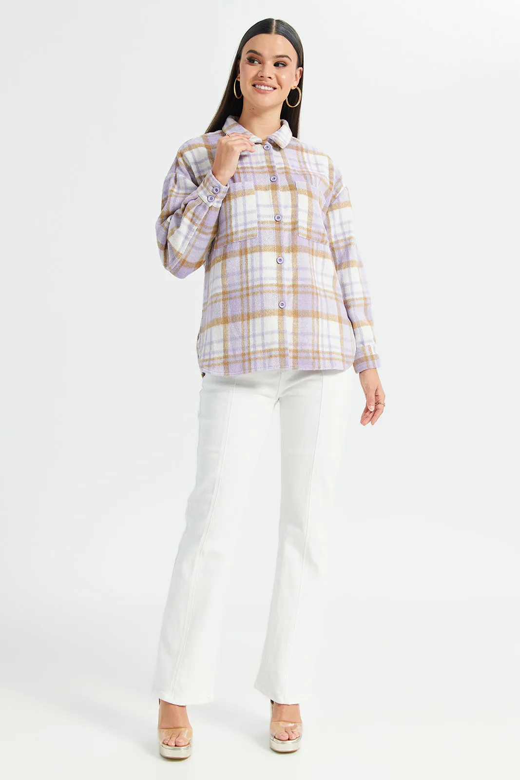 Women Assorted Checker Brushed Shirt sold by Redtag product image thumbnail 2