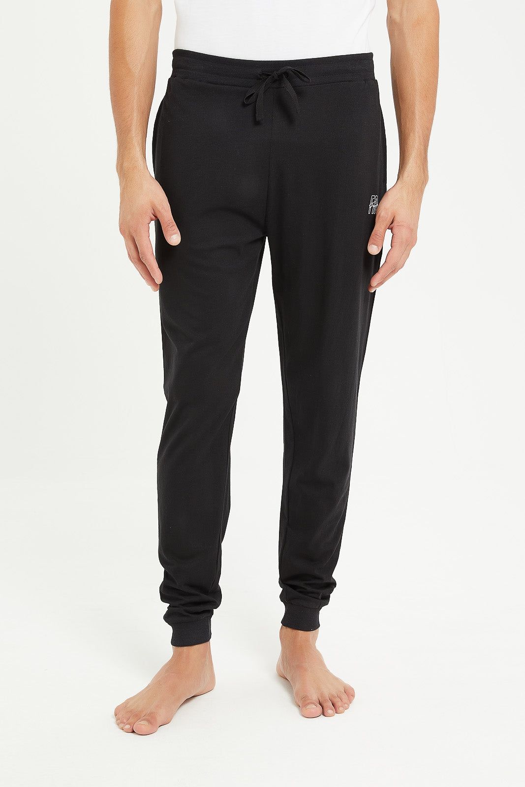 Men Black Cuffed Pyjama Bottom sold by Redtag