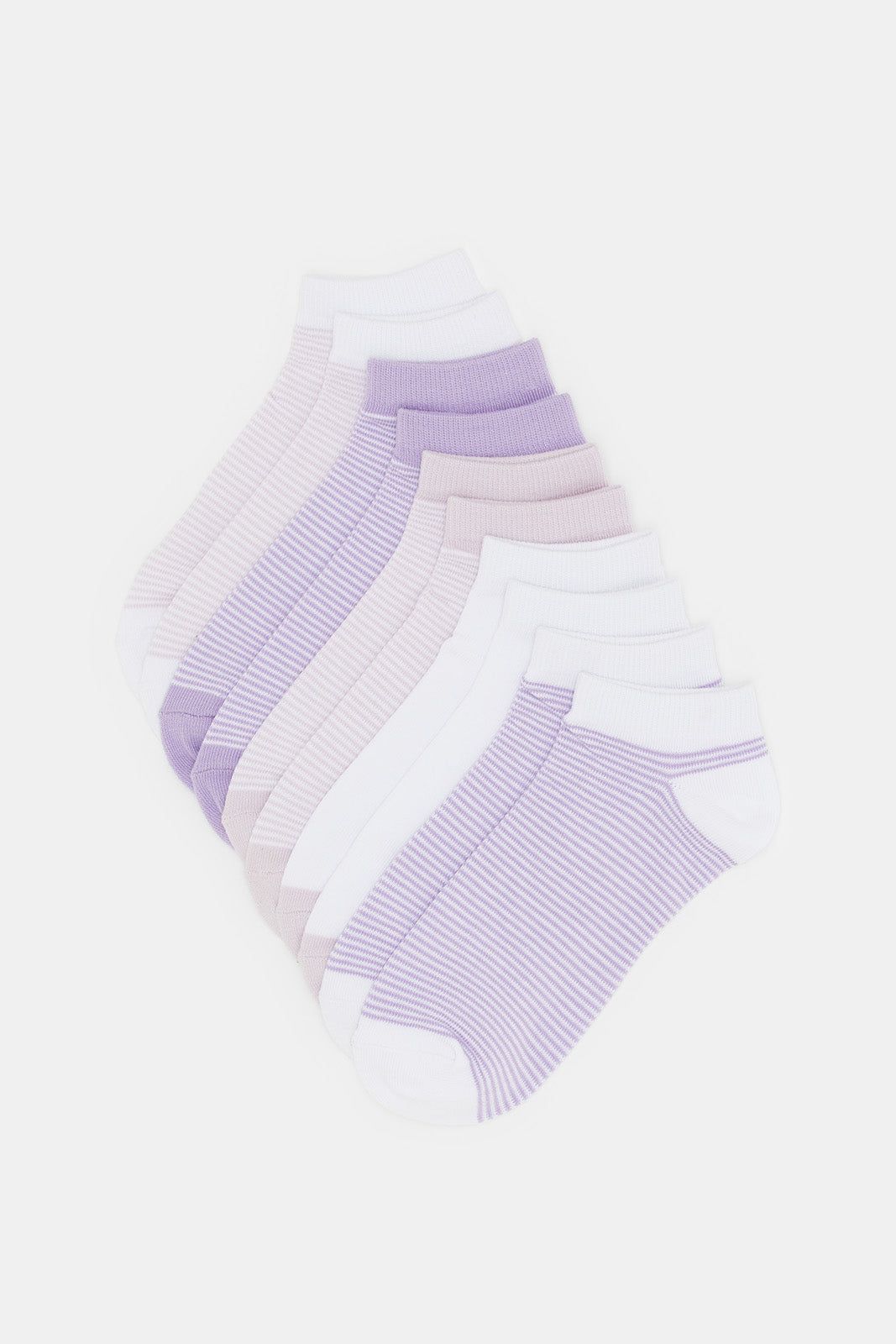 Women Lilac And White Ankle Socks (5 Pairs) sold by Redtag