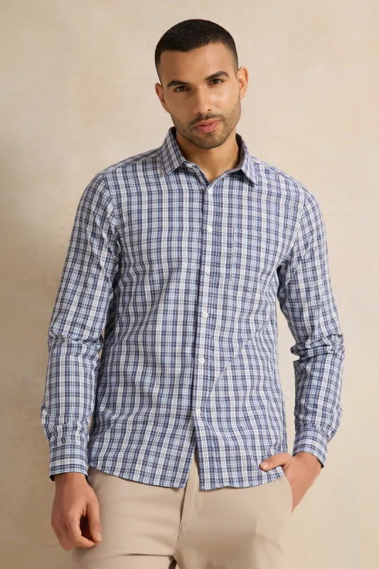 Men Blue Checkered Shirt sold by Redtag