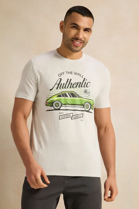 Men Ecru Printed T-Shirt sold by Redtag