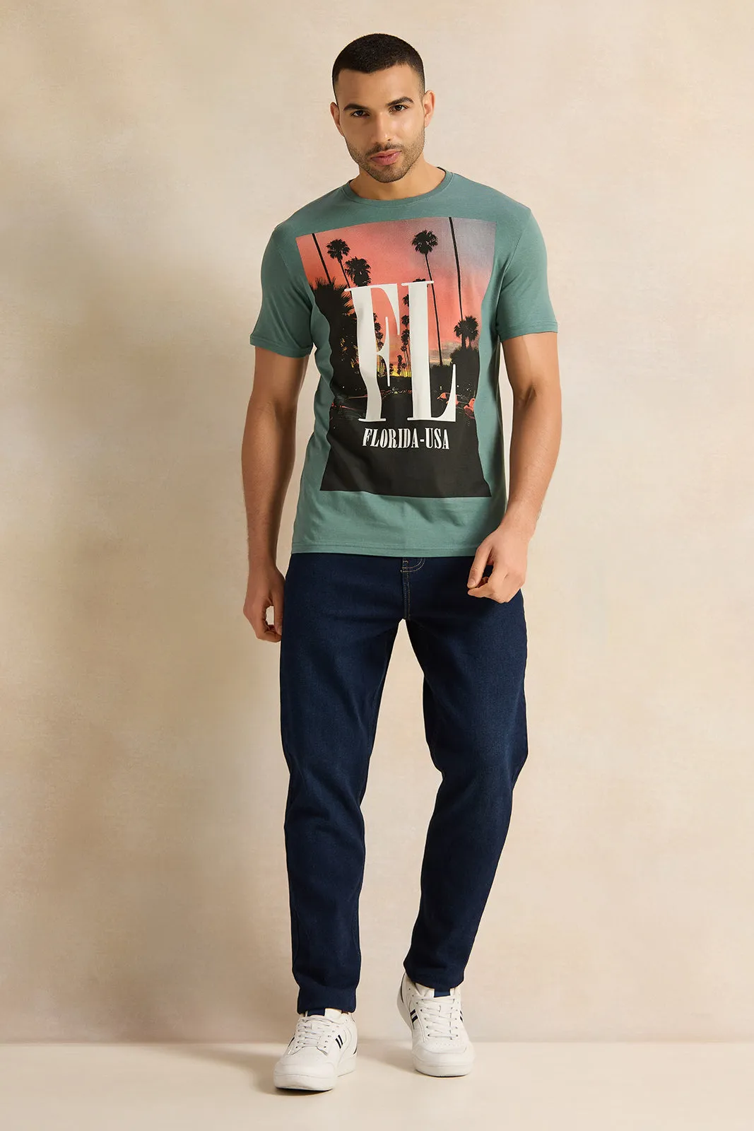 Men Green Graphic T-Shirt sold by Redtag product image thumbnail 2