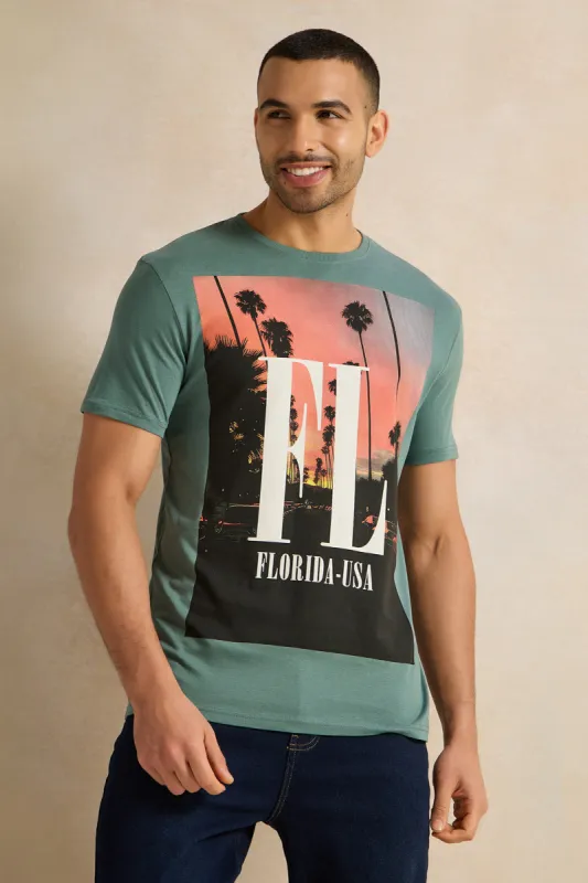 Men Green Graphic T-Shirt sold by Redtag