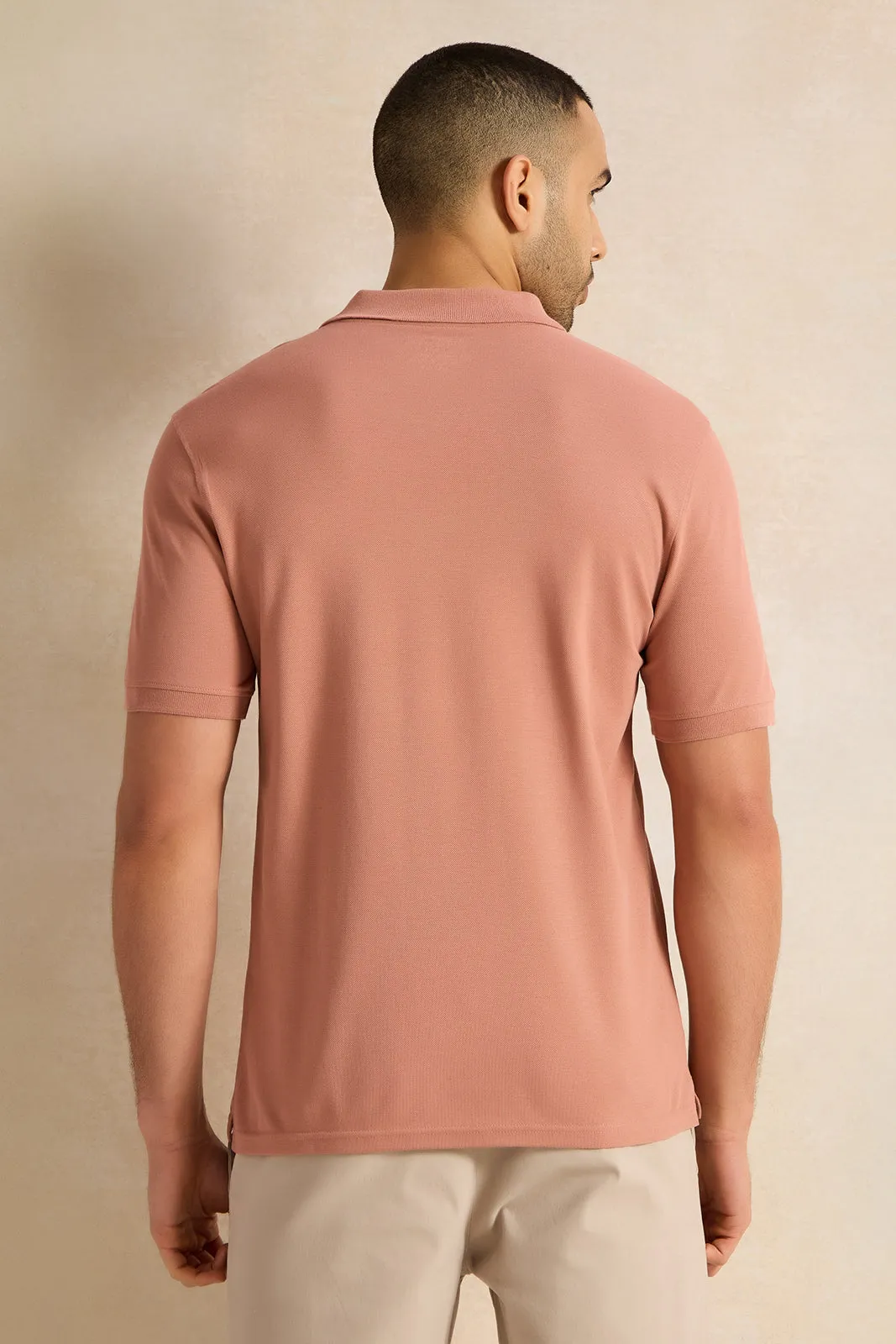 Men Pink Solid Polo Shirt sold by Redtag product image thumbnail 3