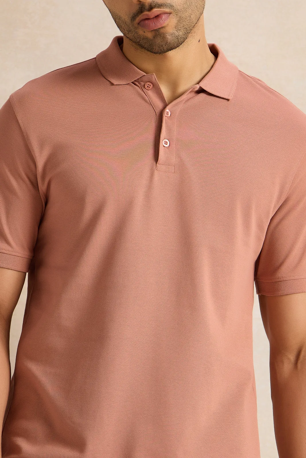 Men Pink Solid Polo Shirt sold by Redtag product image thumbnail 4