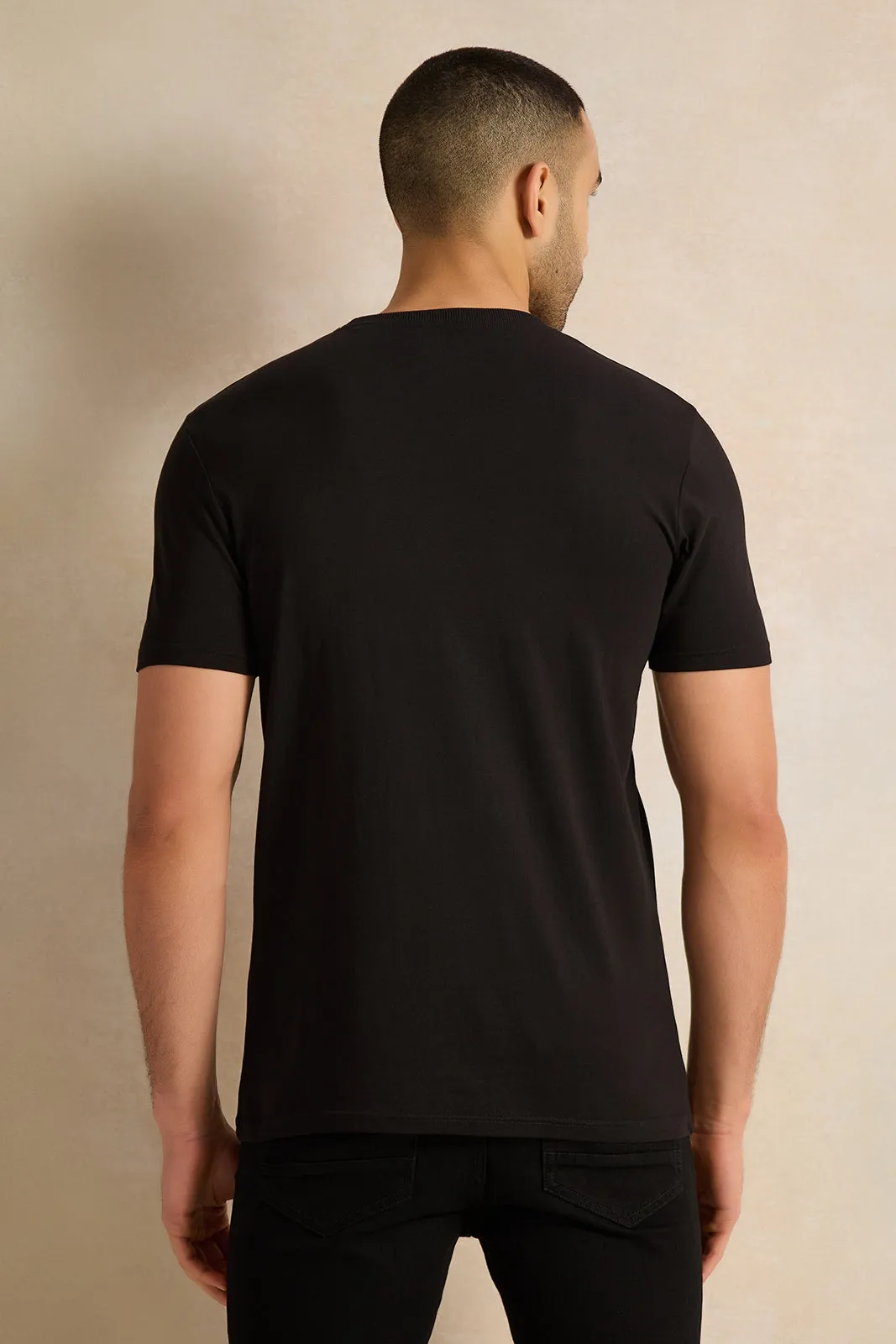 Men Black Printed T-shirt sold by Redtag product image thumbnail 3